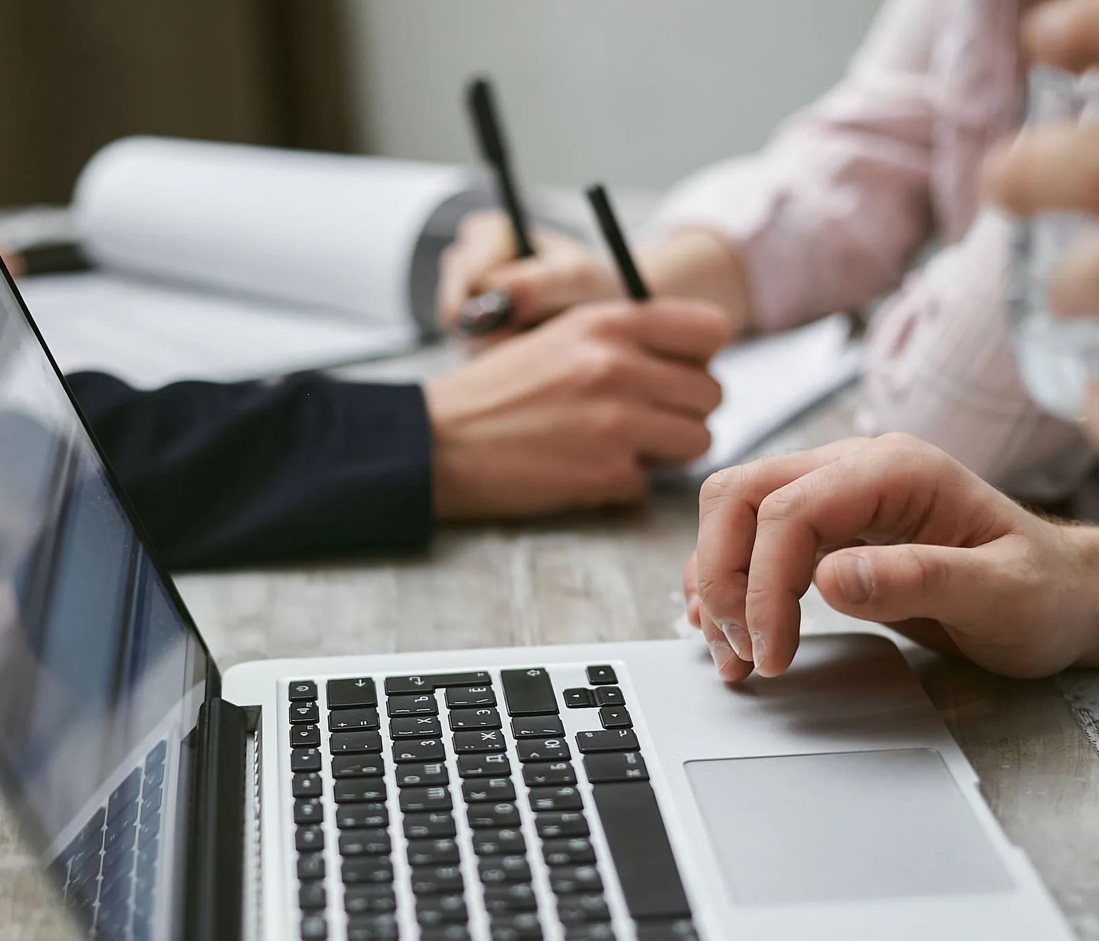 Two colleagues reviewing a plan together
